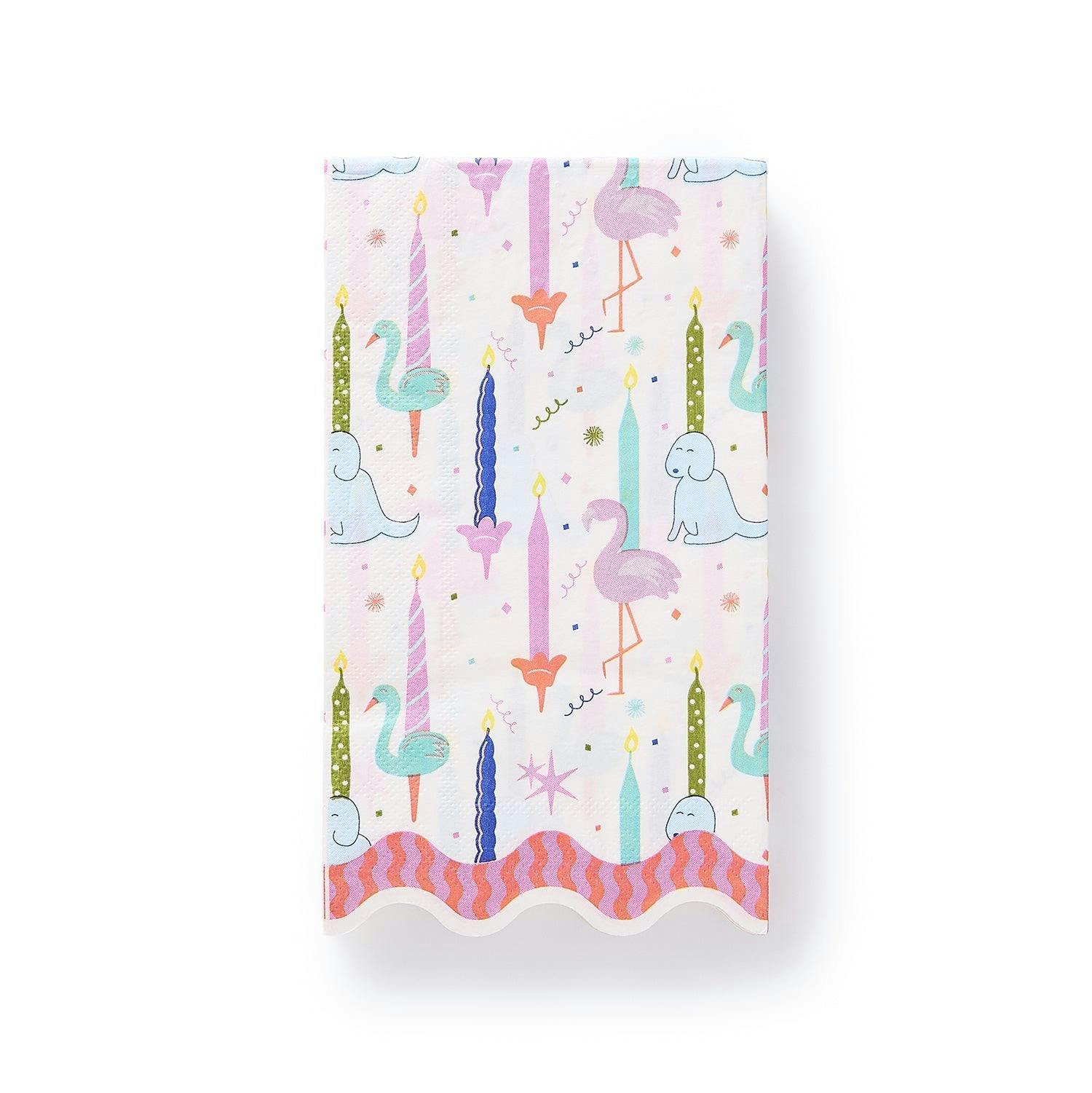 Packed Party Blow Out the Candles Birthday Animals Guest Napkins 16ct - Gold Foil Party Animal and Candle Design 3-Ply Napkins