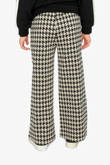 Flare Pants Black And Beige Houndstooth