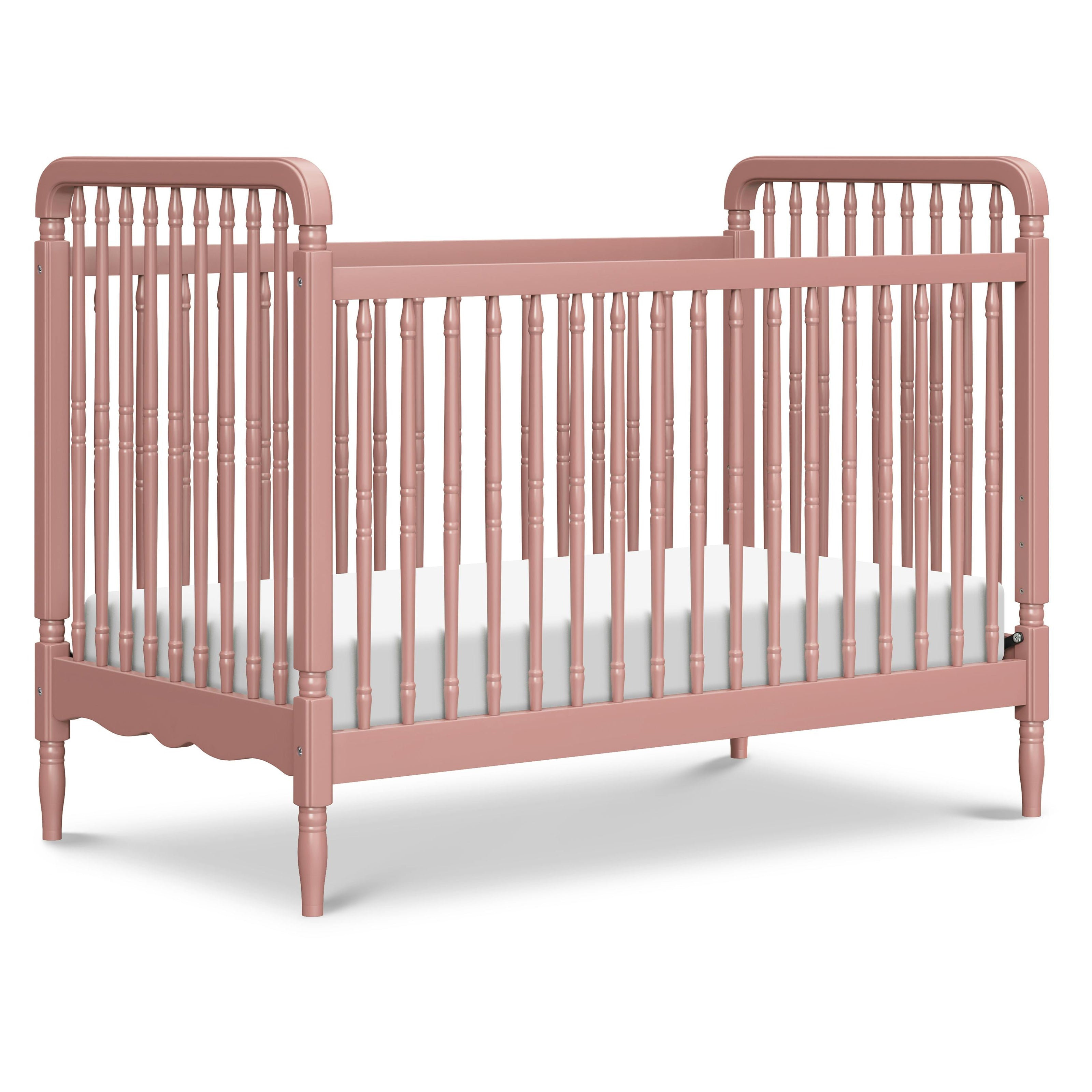 Liberty 3-in-1 Convertible Spindle Crib with Toddler Bed Conversion Kit in Dusty Rose