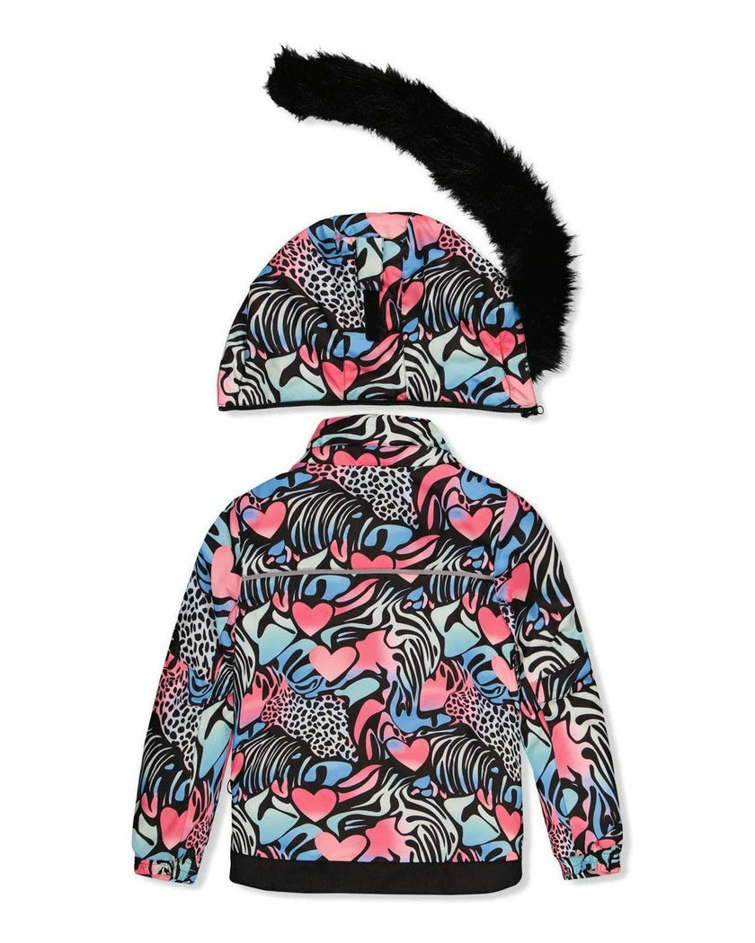 Two Piece Play Snowsuit Black Zebra Print With Pink Pants