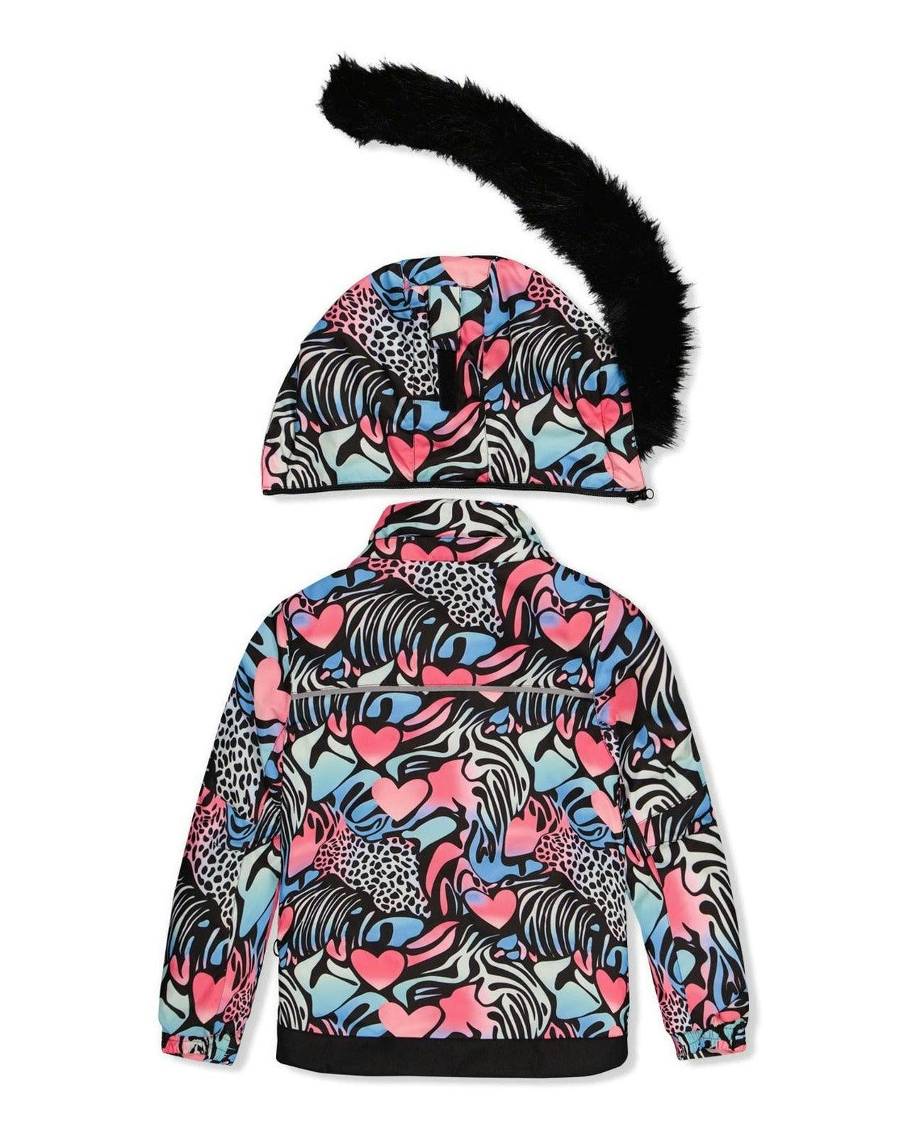 Two Piece Play Snowsuit Black Zebra Print With Pink Pants