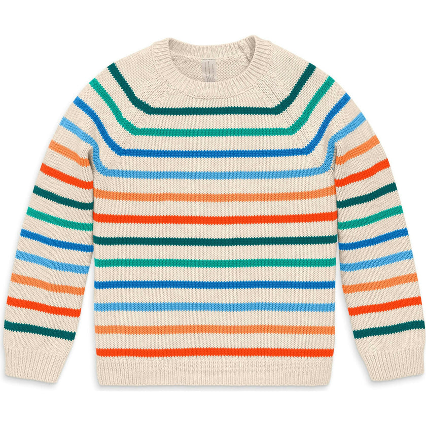 Kids crewneck sweater in rainbow stripe