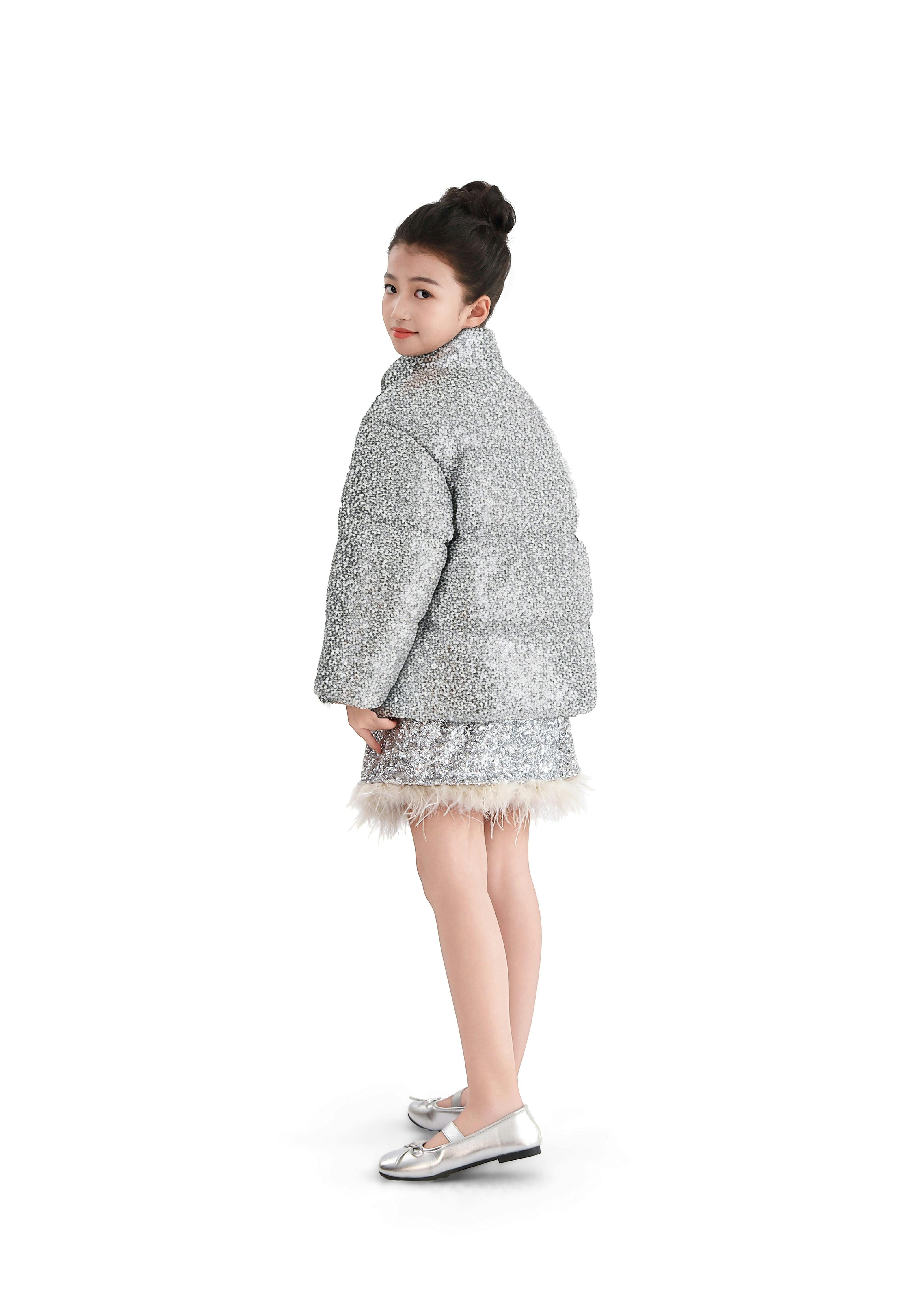 Gray Glitter Puffer Jacket