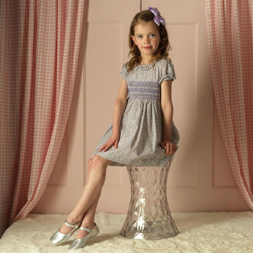 Lavender Frill Collar Smocked Dress