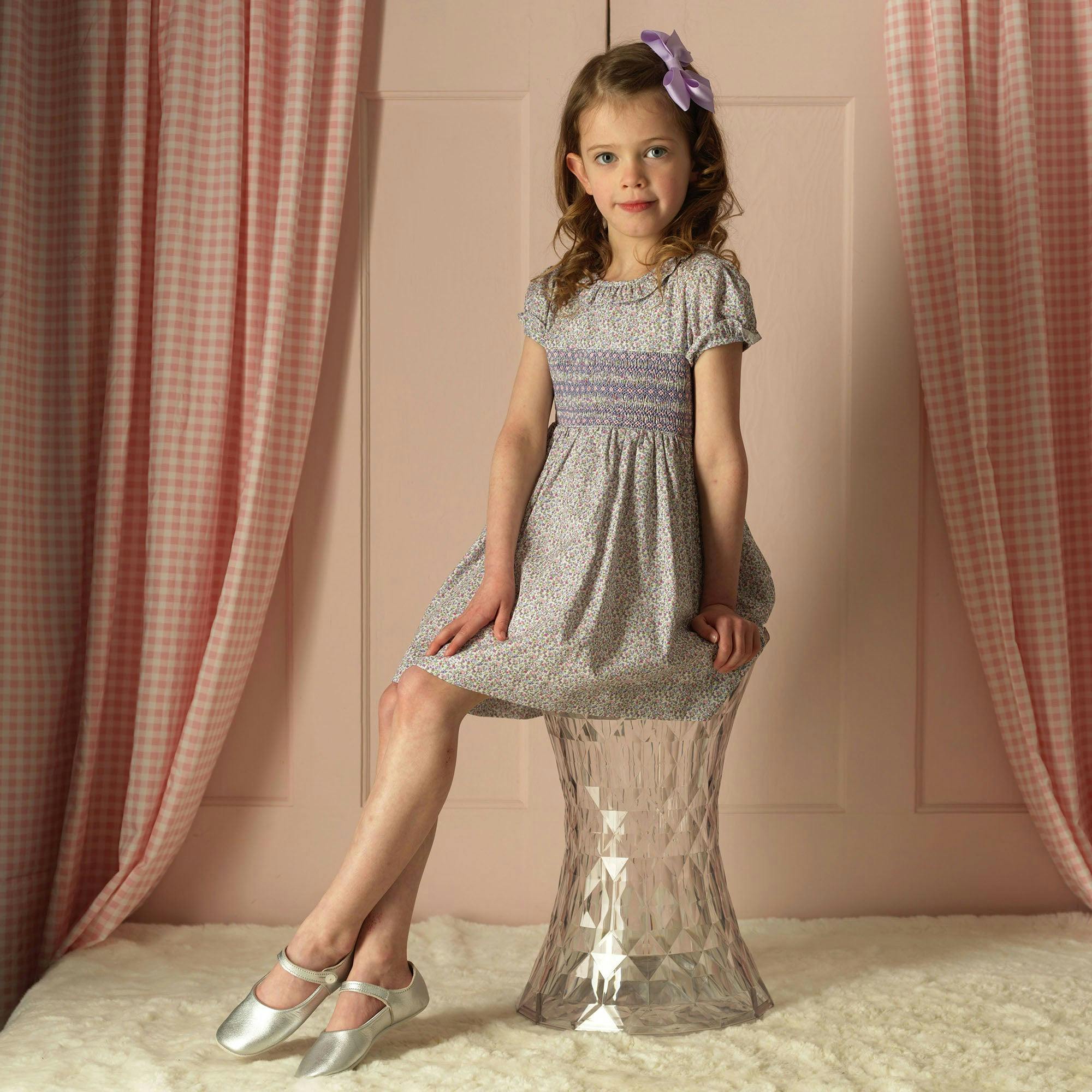 Lavender Frill Collar Smocked Dress