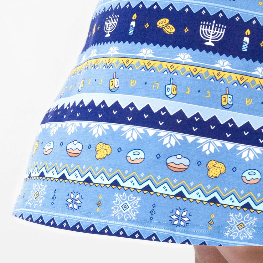 Hanukkah Fair Isle Bamboo Girls' Long Sleeve Dress