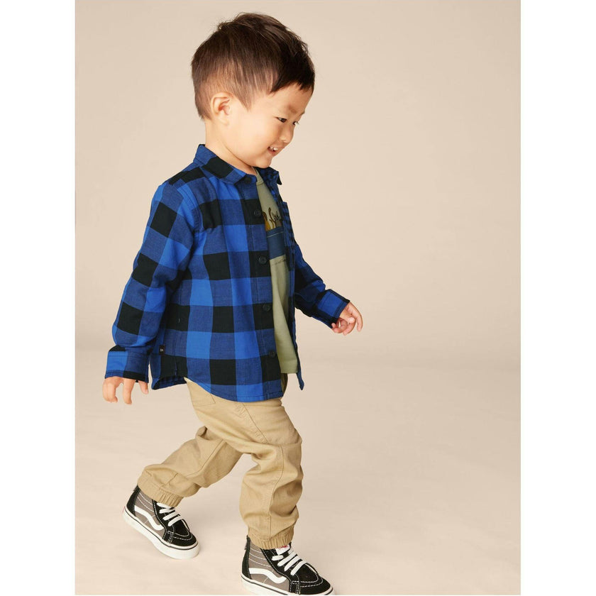 Babys Woven Elastic Waist Drawstring Pocket Joggers, Brown