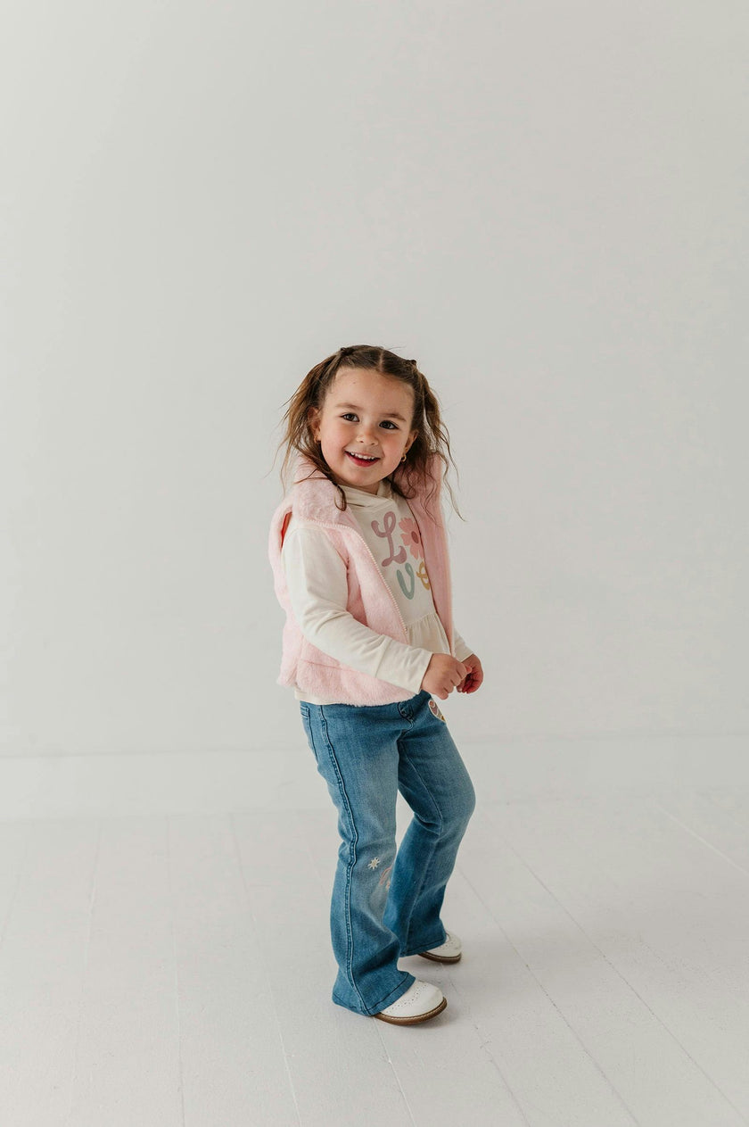 Girls Fur Vest in Light Pink