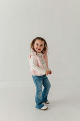 Girls Flare Denim Jeans in Mid Blue Wash