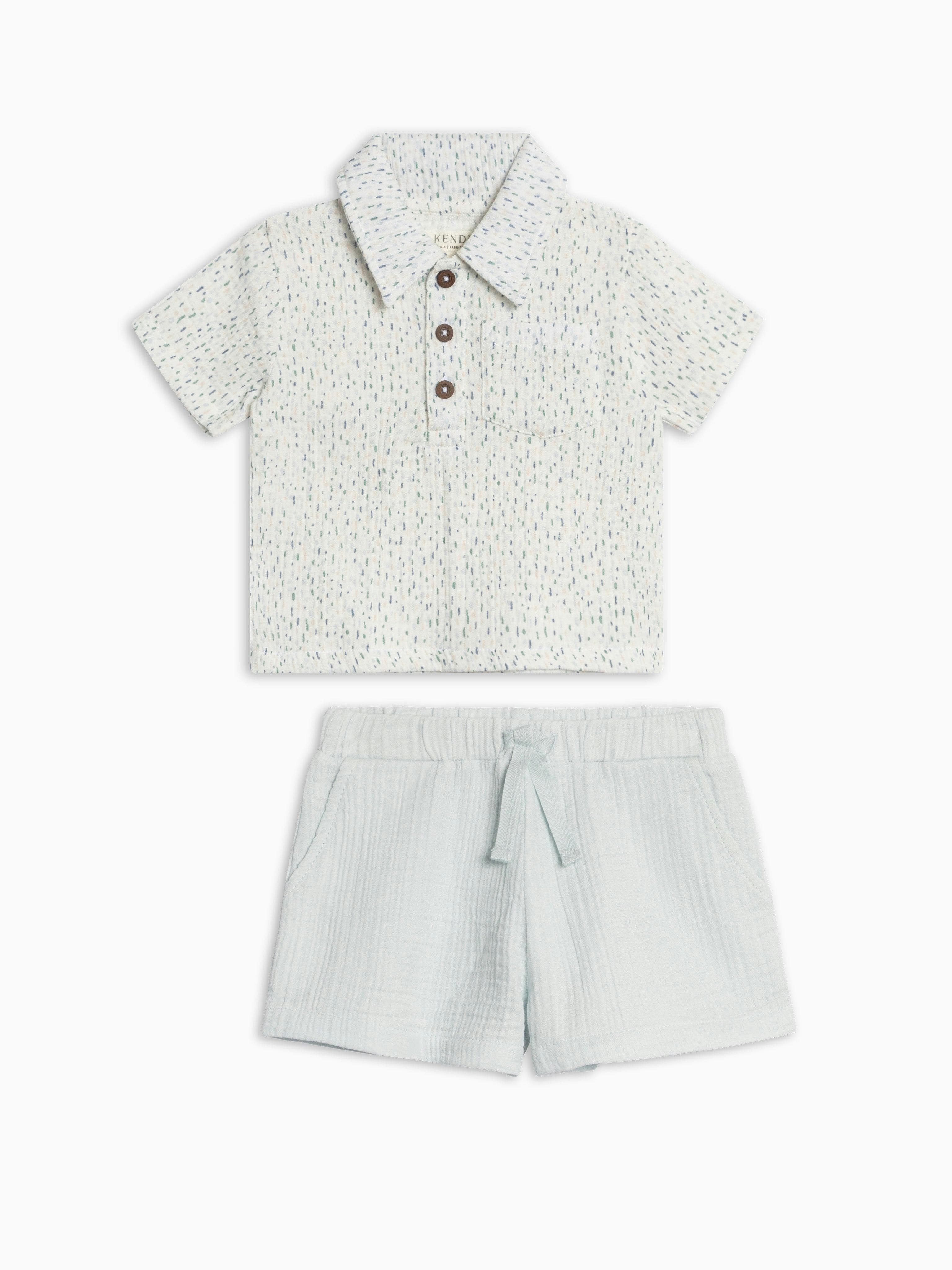 Organic Boys Muslin Shirt and Short Set