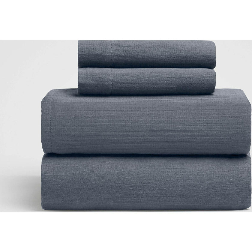 Oasis Crinkled Comfort 4-Piece Sheet Set, Blue
