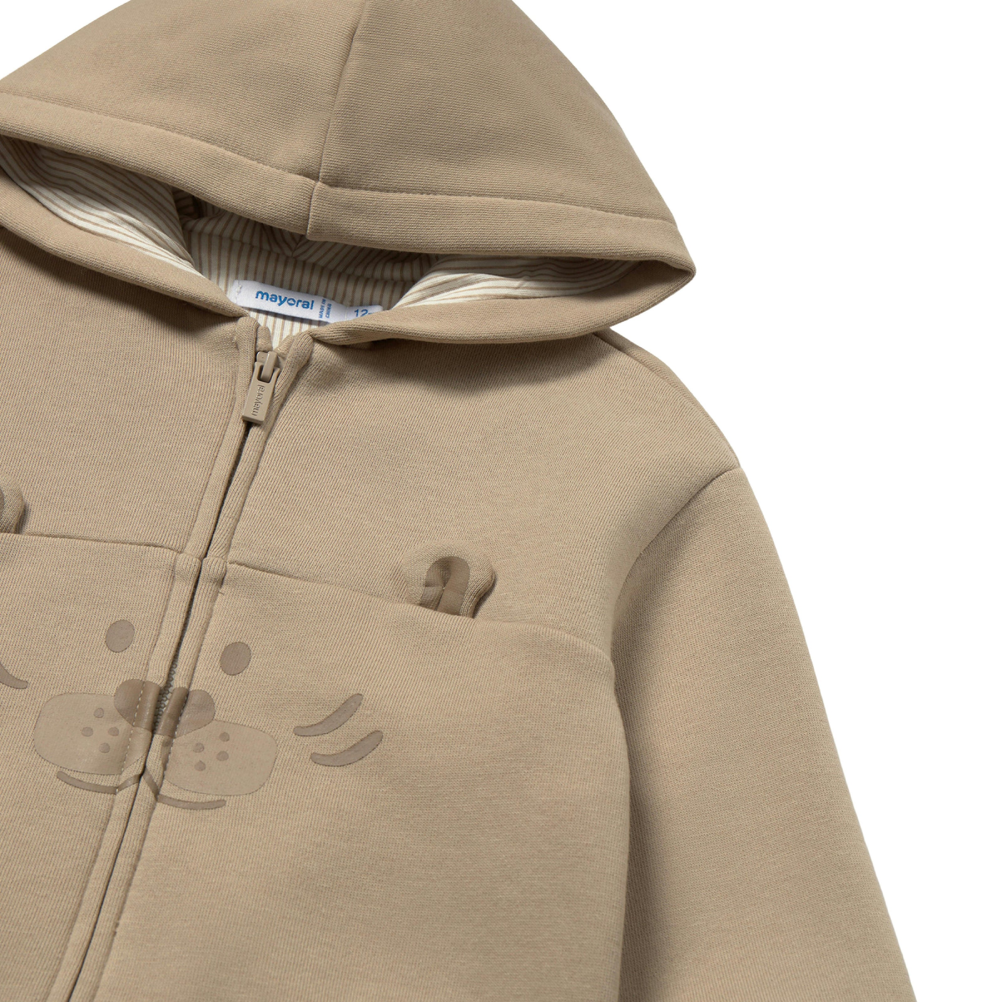 Beige Interactive Animal Zip-Up Sweatshirt