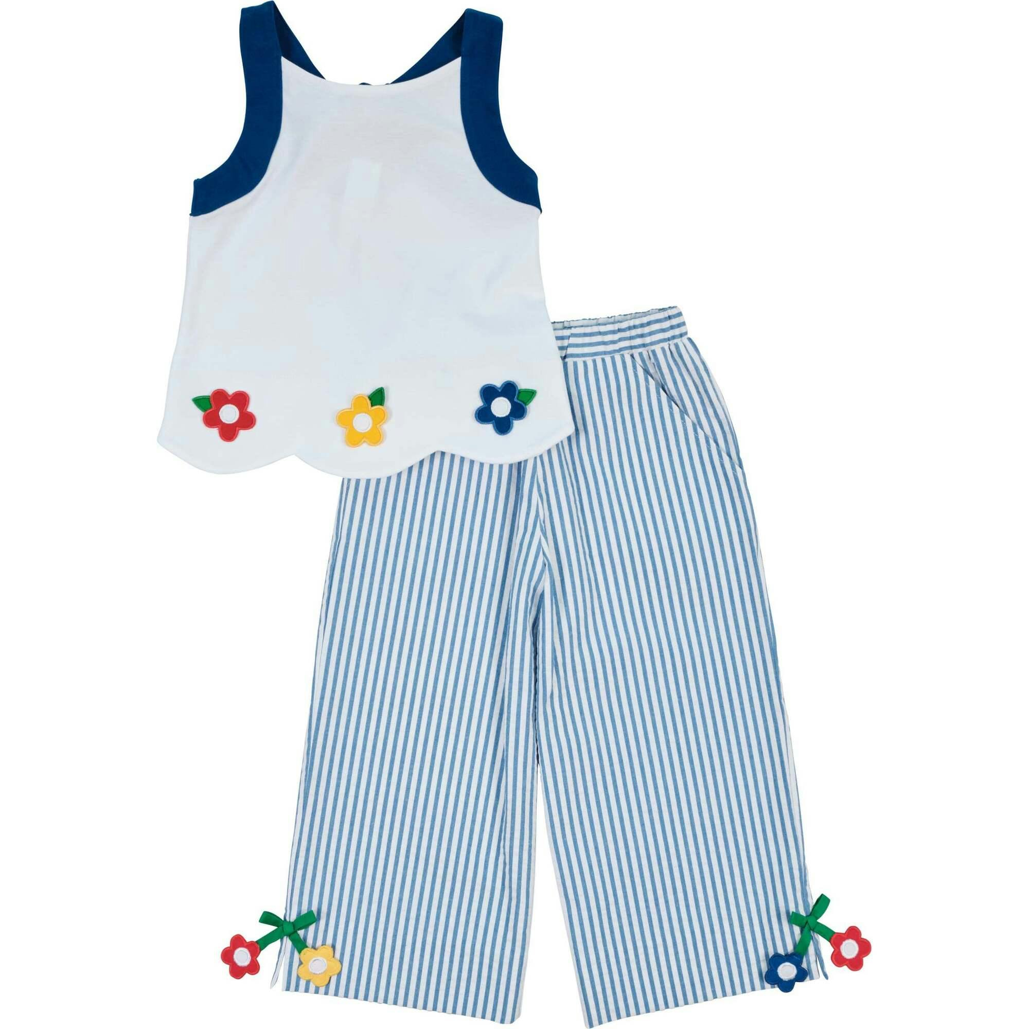 Seersucker Pants with Flowers