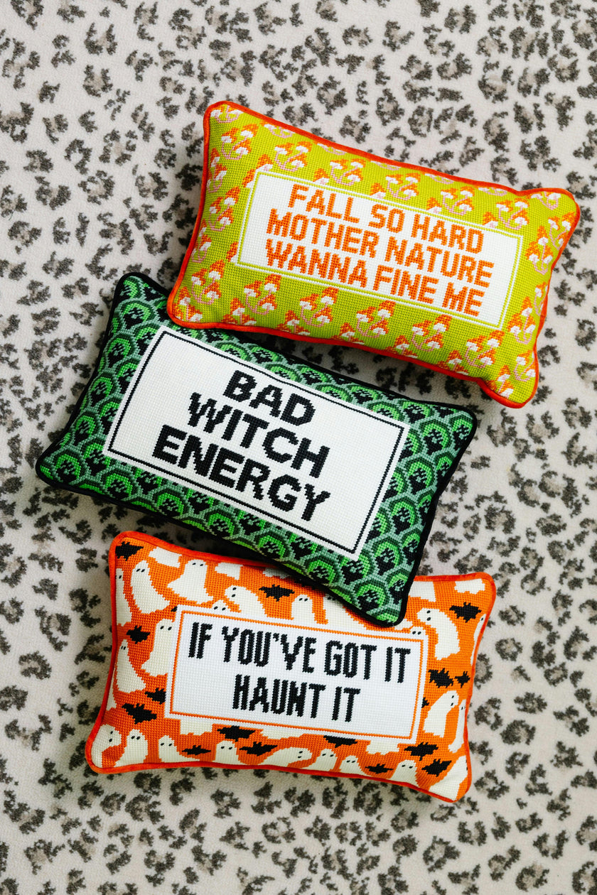 Bad Witch Energy Needlepoint Pillow