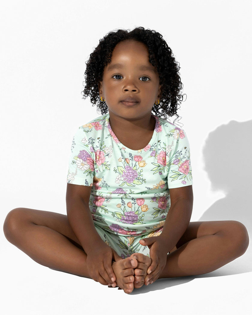 Petals & Posies Bamboo Kids Pajama Short Set