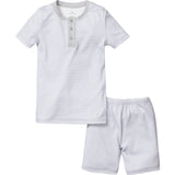 Kid's Pima Snug Fit Pajama Short Set in Blue Stripes
