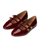 Lory Glossy Knotted Double Straps Mary Jane Shoes
