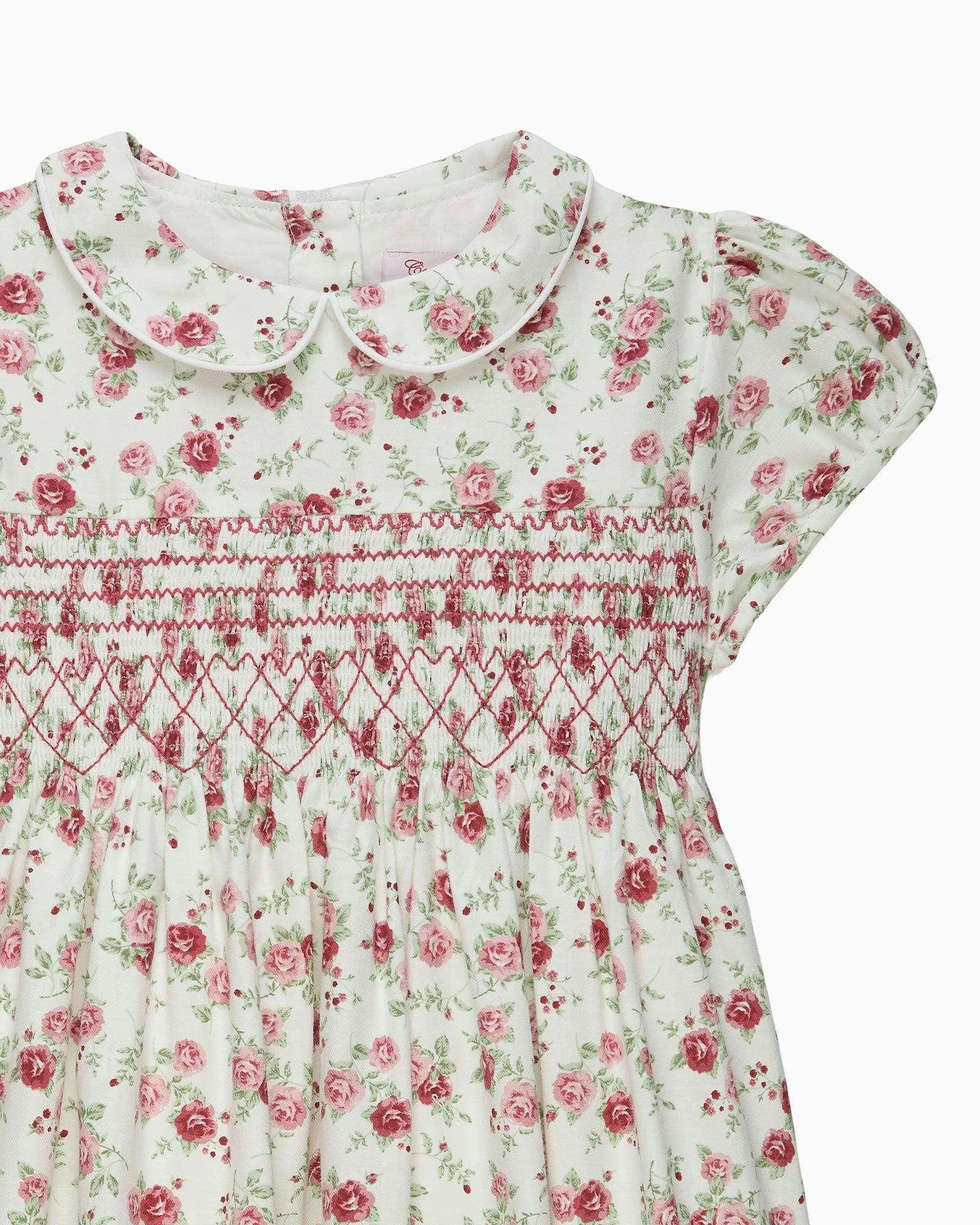 Arabella Rose Floral Smocked Dress in Pink