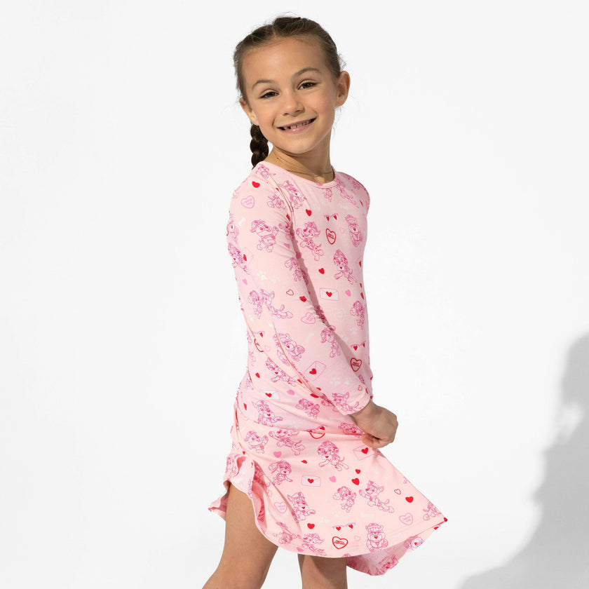 PAW Patrol: Love Paws Pink Bamboo Girls' Long Sleeve Dress