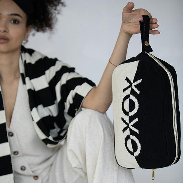 Xoxo Reversible Stripes Blanket Travel Set