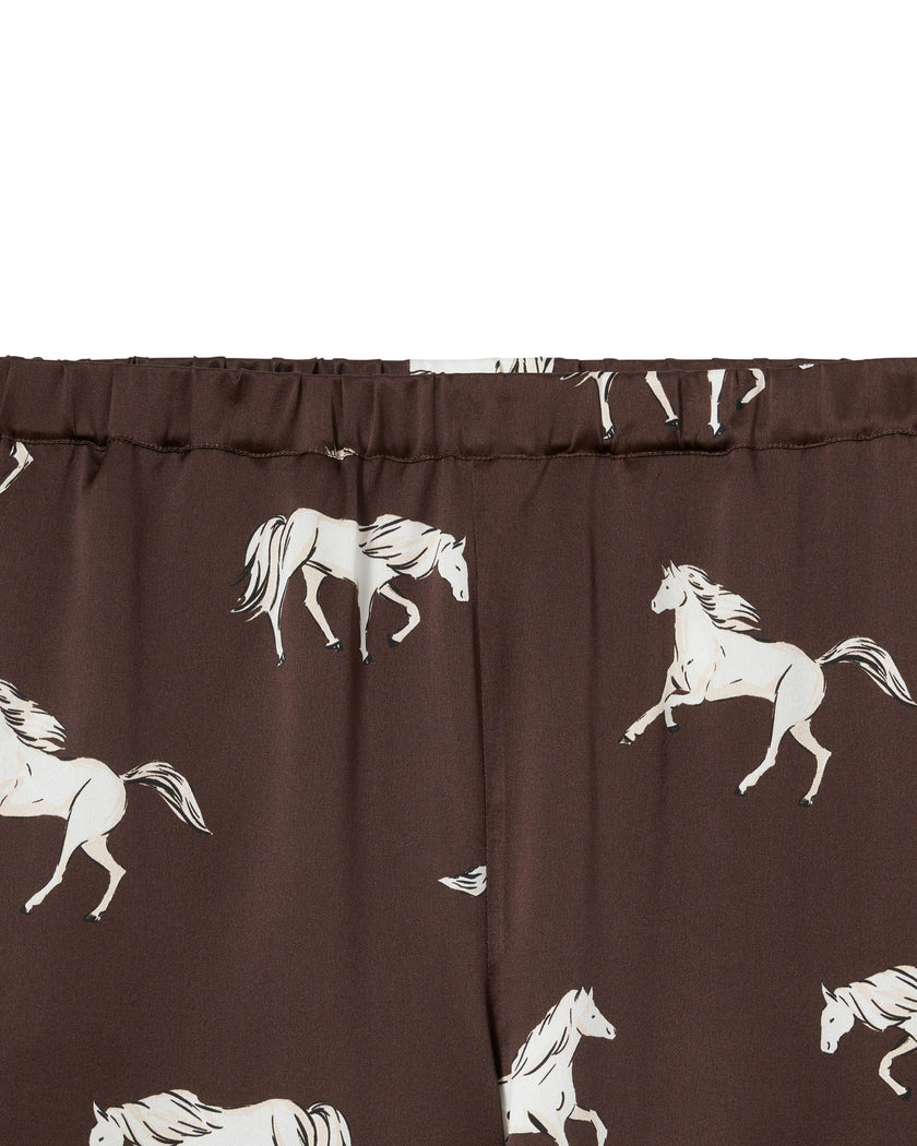 The Celine Silk Pajama Set in Highgrove Equestrian