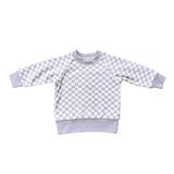 Fleece Sweatshirt Lavender Cloud Checkered