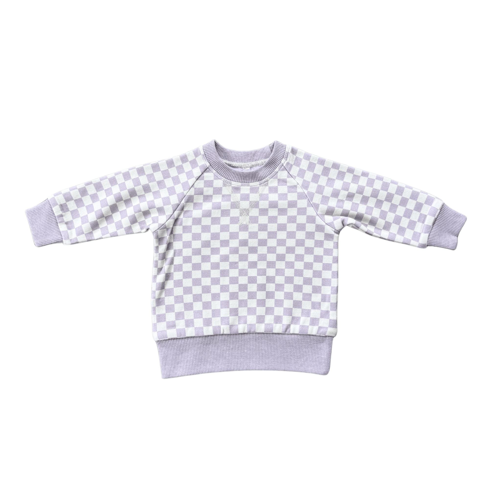 Fleece Sweatshirt Lavender Cloud Checkered