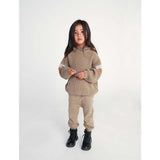 Chunky Ribbed Knit Long Sleeve Front Pocket Boxy Fit Hooded Sweater