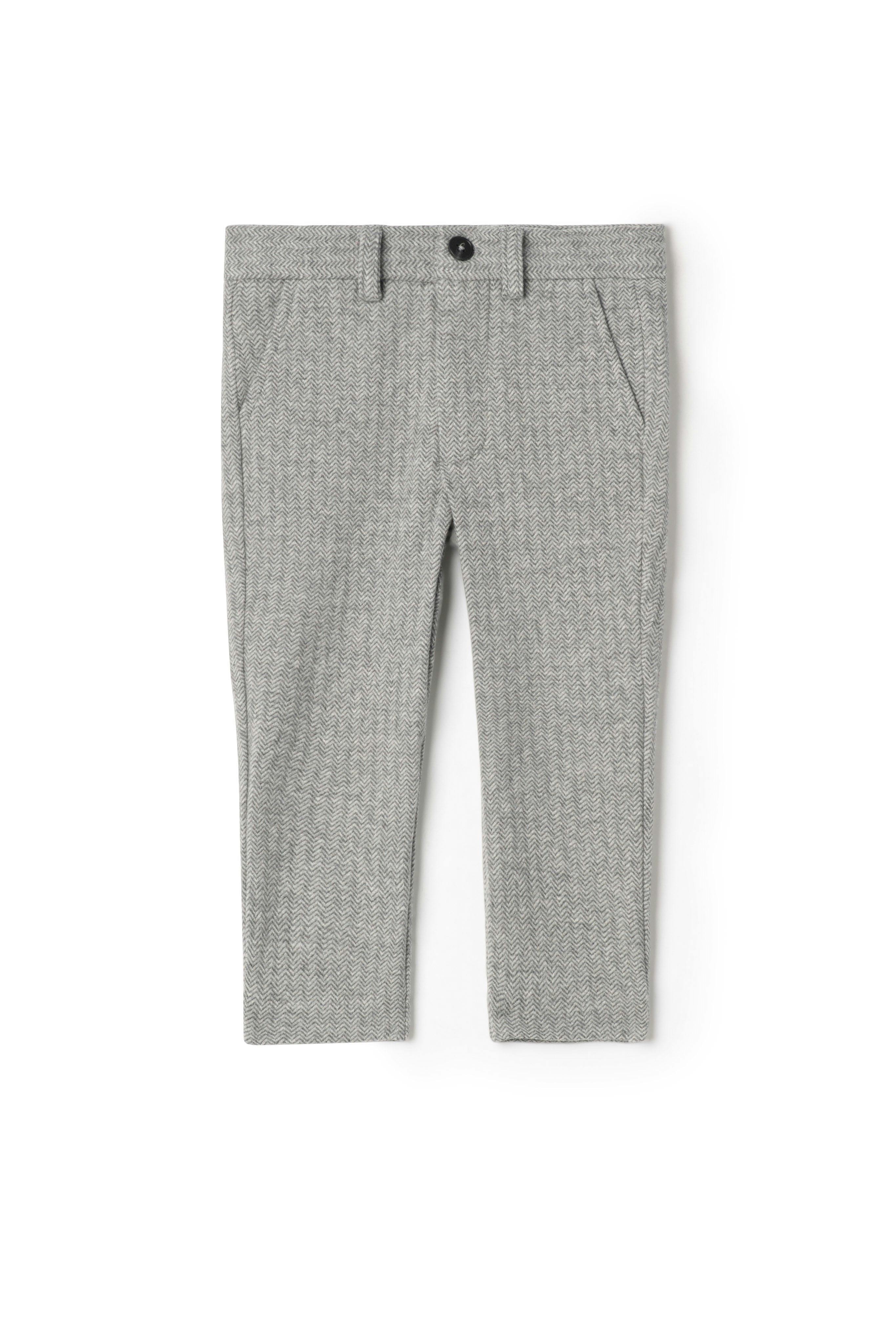 Herringbone Stretch Adjustable Waist Zip Front Pants