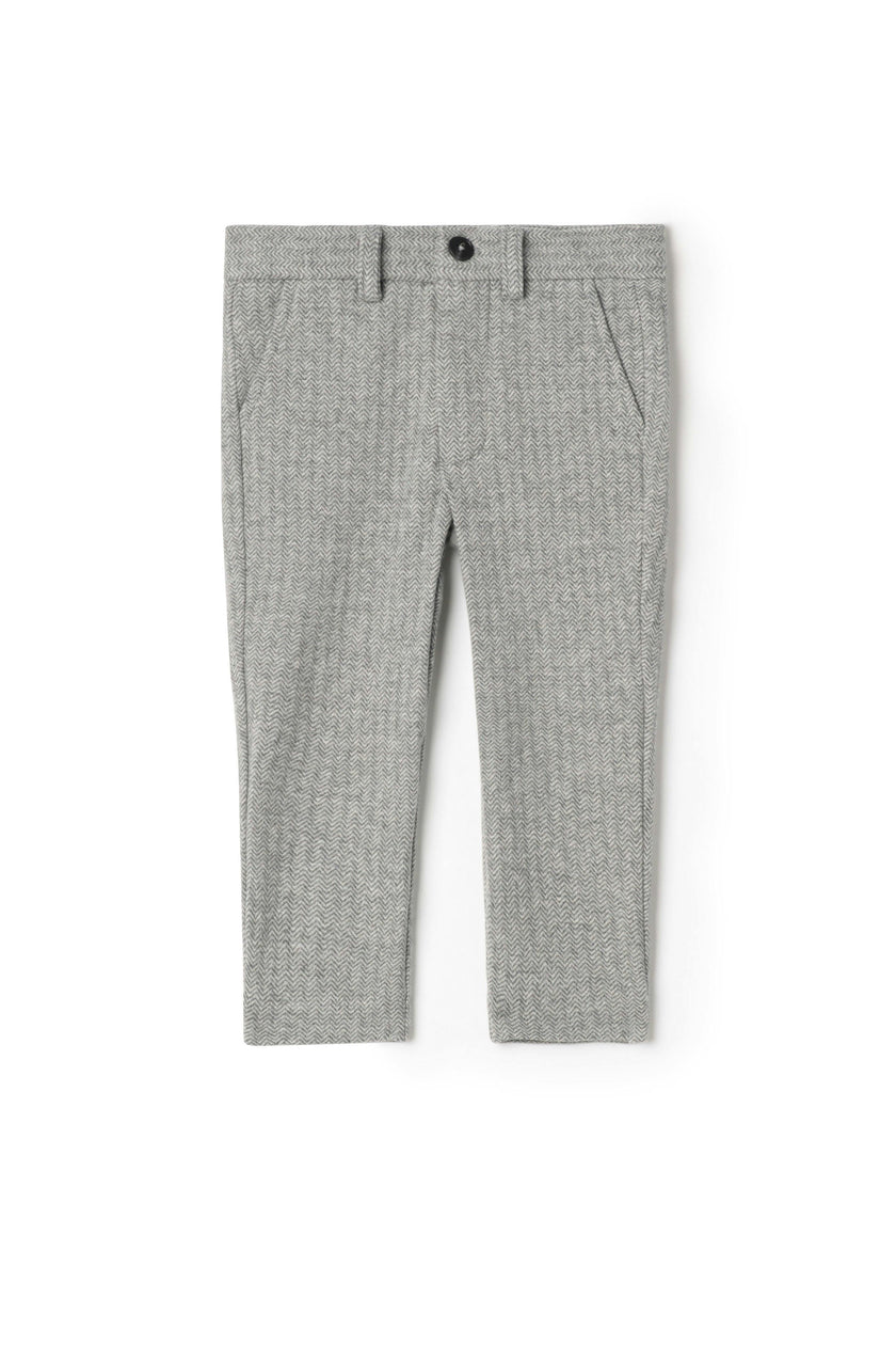 Herringbone Stretch Adjustable Waist Zip Front Pants
