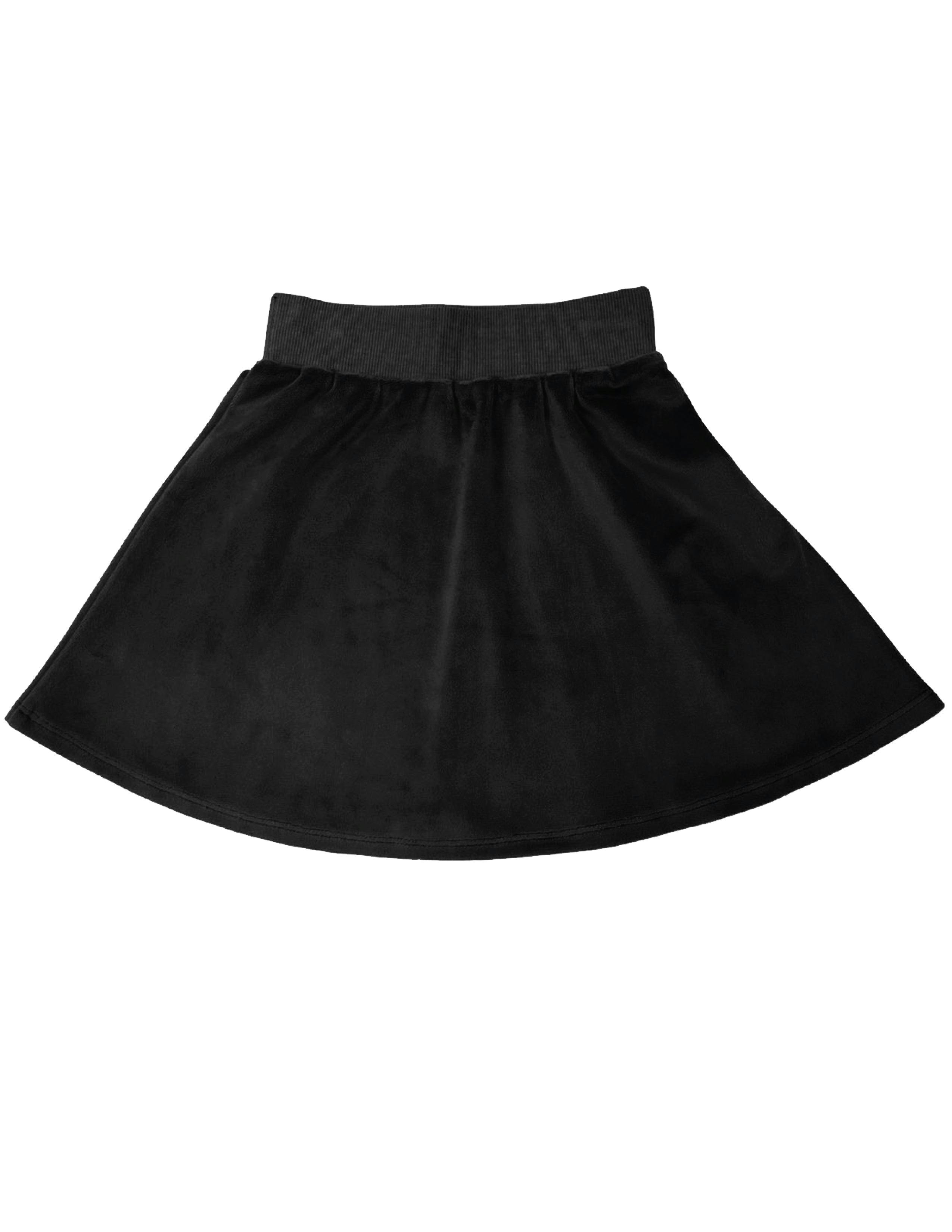 Velour Ribbed Waist A-Line Short Skirt