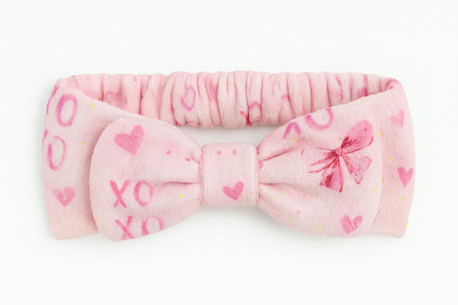 Plush Bow Print Spa Headband with Bow