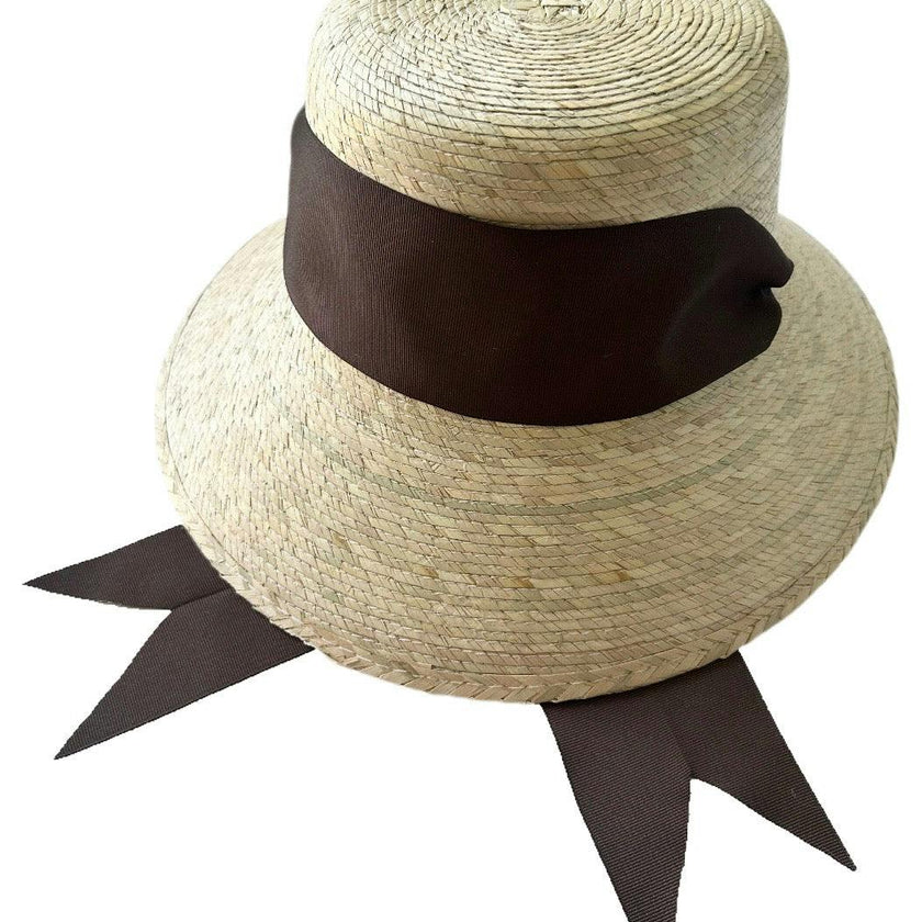 Clematis Bucket Hat (PreOrder Shipping June 15th) - Chocolate Brown Wide & Short Grosgrain Ribbon