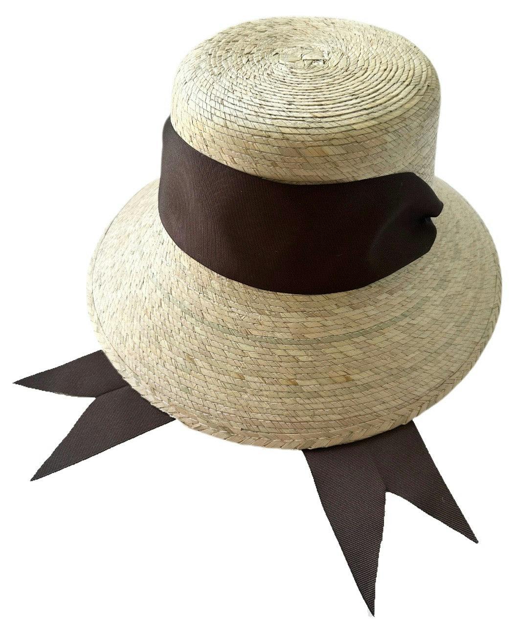 Clematis Bucket Hat (PreOrder Shipping June 15th) - Chocolate Brown Wide & Short Grosgrain Ribbon