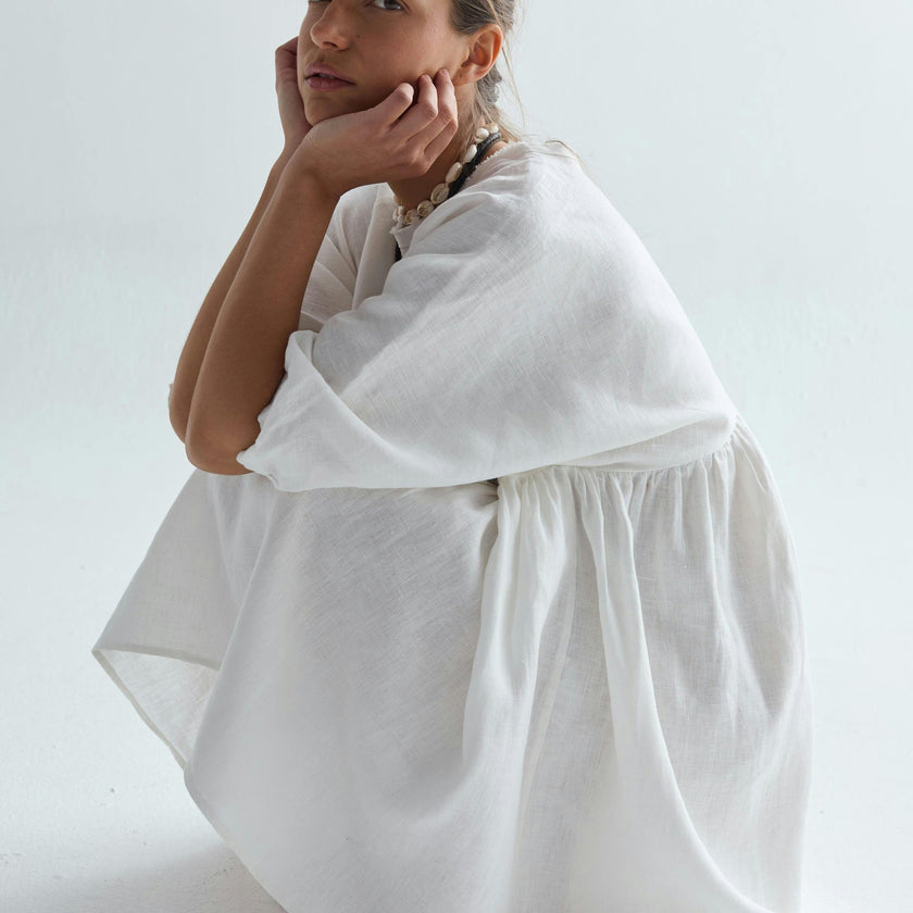 Alcala Linen Dress - Off White
