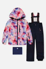 Two Piece Play Snowsuit Mauve Watercolor Floral Print With Navy Pants