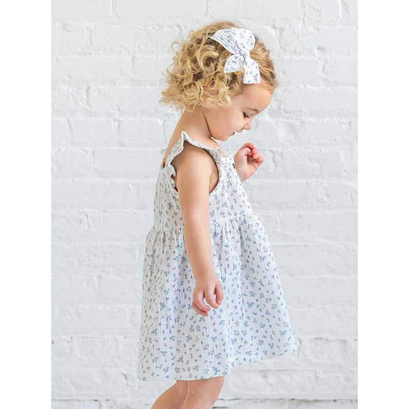 Maisy Muslin Ruffle Strap Dress - Rosebay Floral / Coconut + Sea