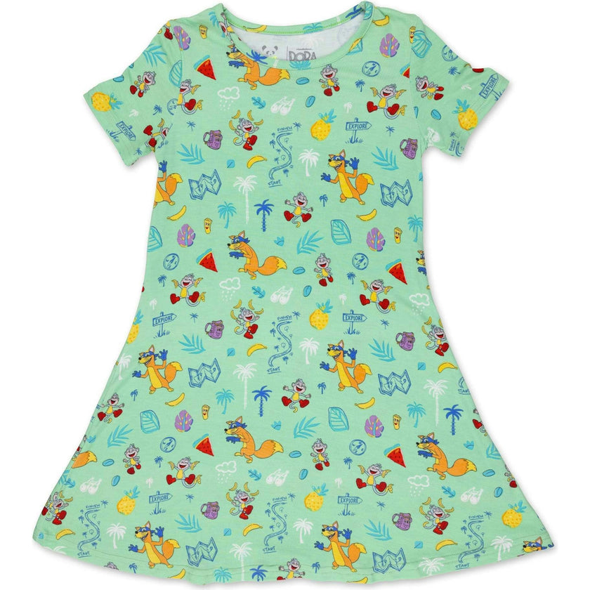 Dora: Boots' Jungle Adventure Bamboo Girls' Short Sleeve Dress