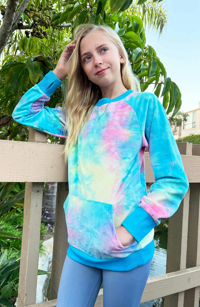 Minky Crewneck Sweatshirt - Cotton Candy Tie Dye