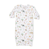 Cute Farm Animals Pink - Kimono Gown & Ruffle Knotted Hat