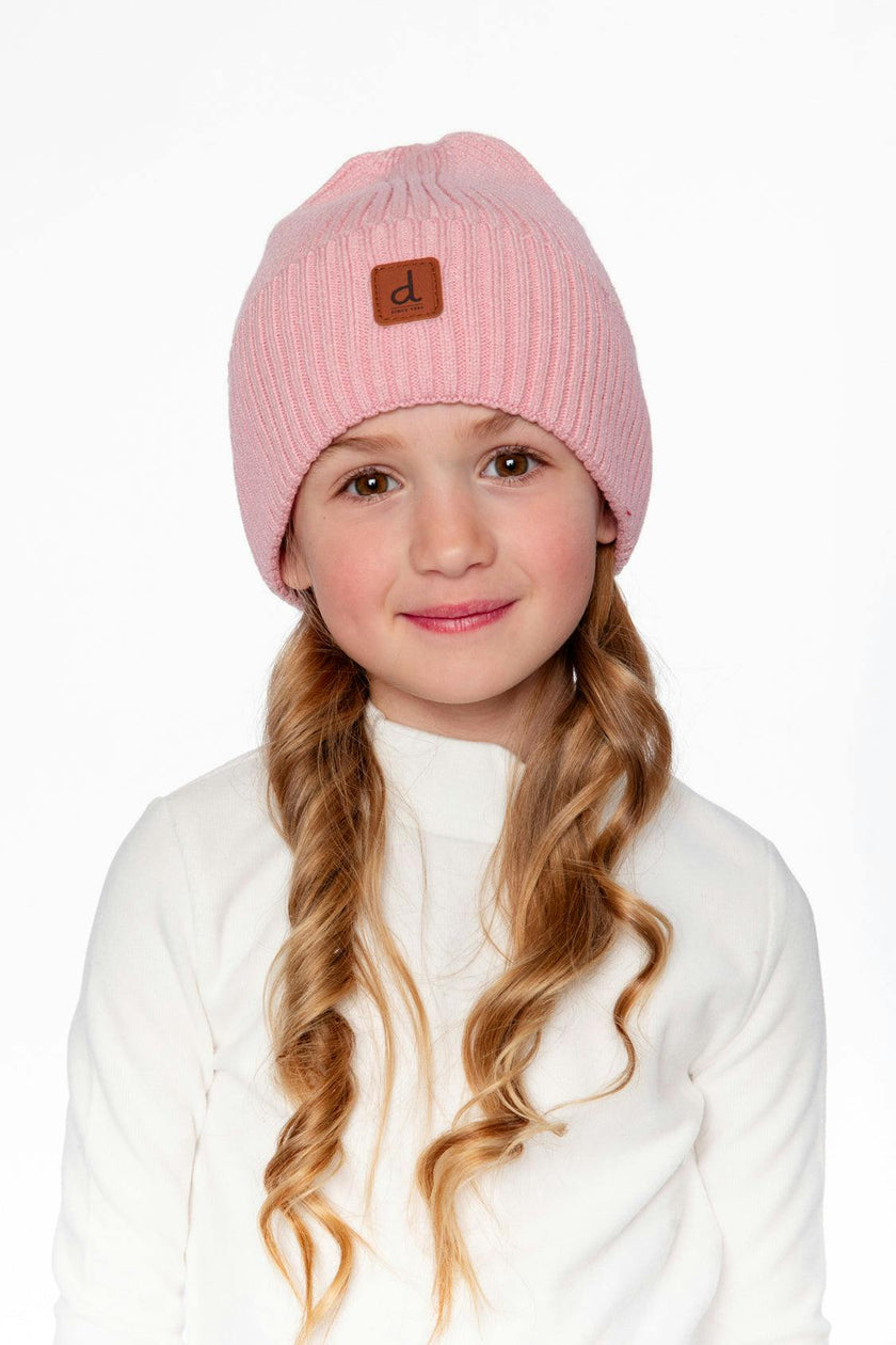 Ribbed Knit Hat Pale Dusty Pink