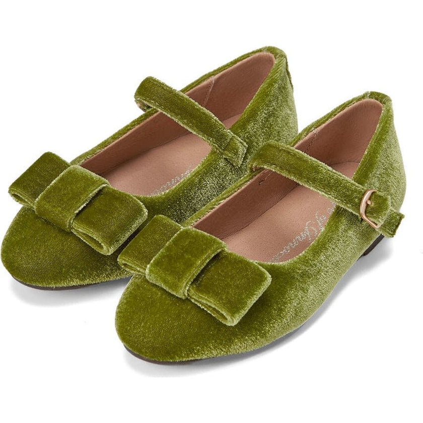 Ellen Minimalistic Bow Velvet Mary Janes