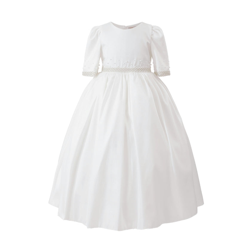 White Vasonette Pearl-Embellished Dress