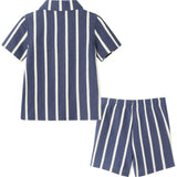 Kids 2-Piece Navy Stripe Textured Terry Matching Short Set