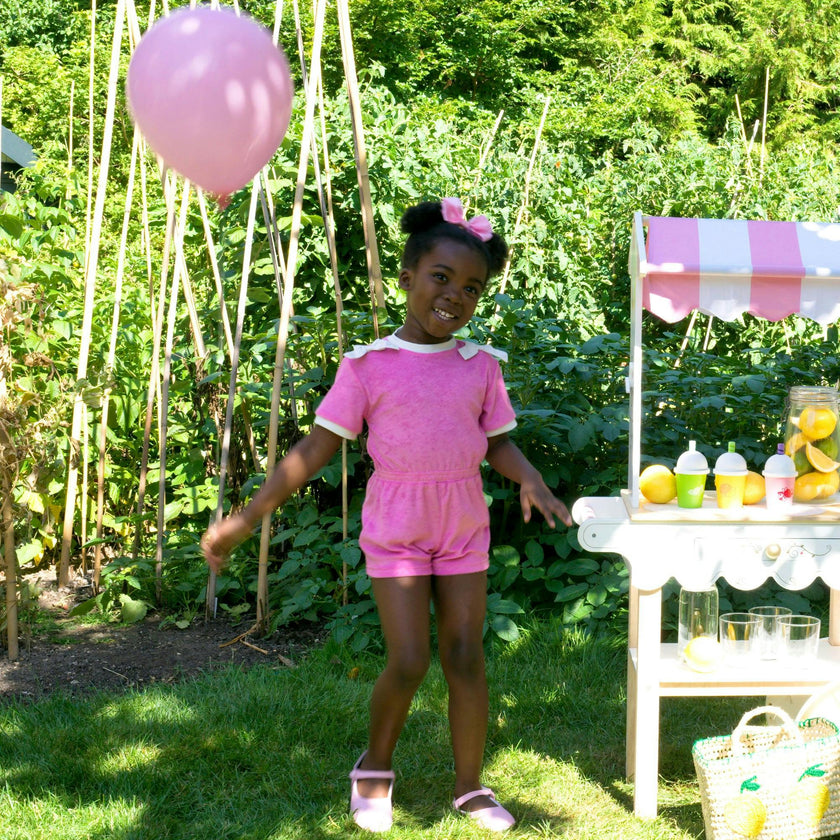 Pink Bow Towelling Playsuit