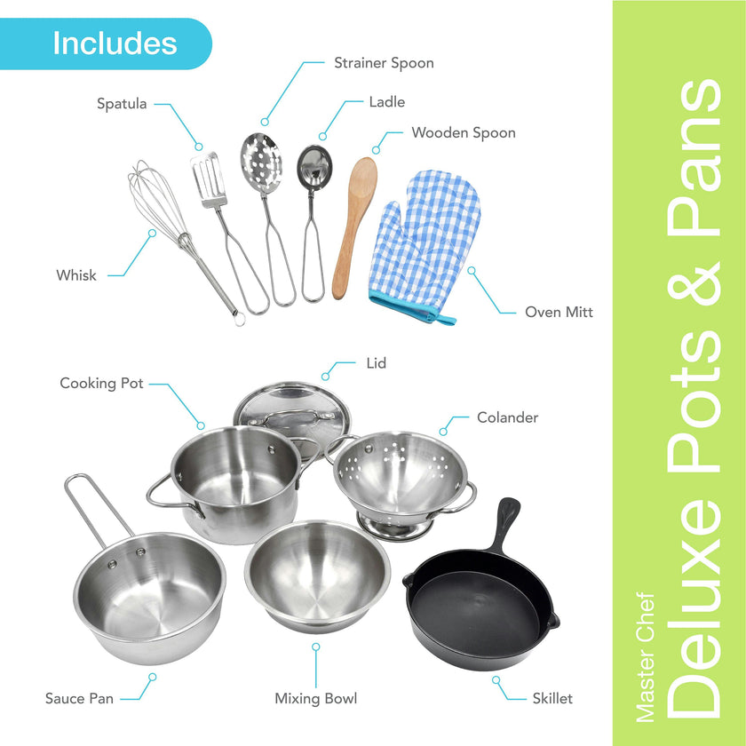 PopOhVer Deluxe Pots & Pans Set with Food Bundle