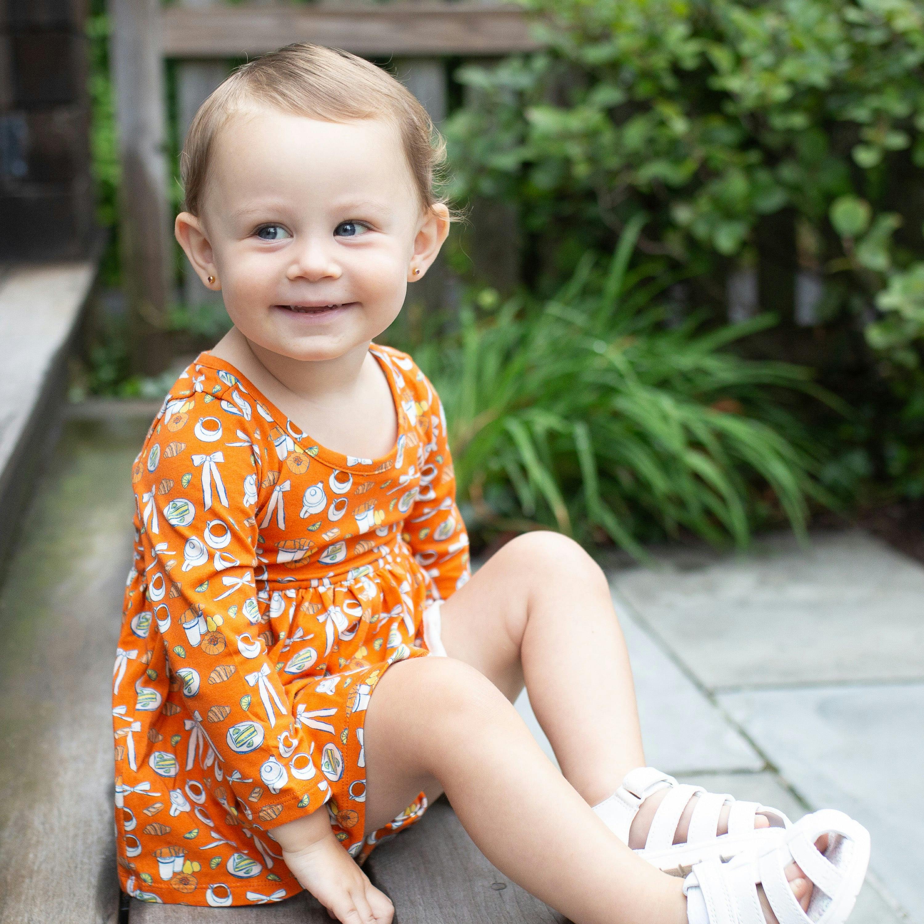 Long Sleeve Bubble Romper in Coffee Shop