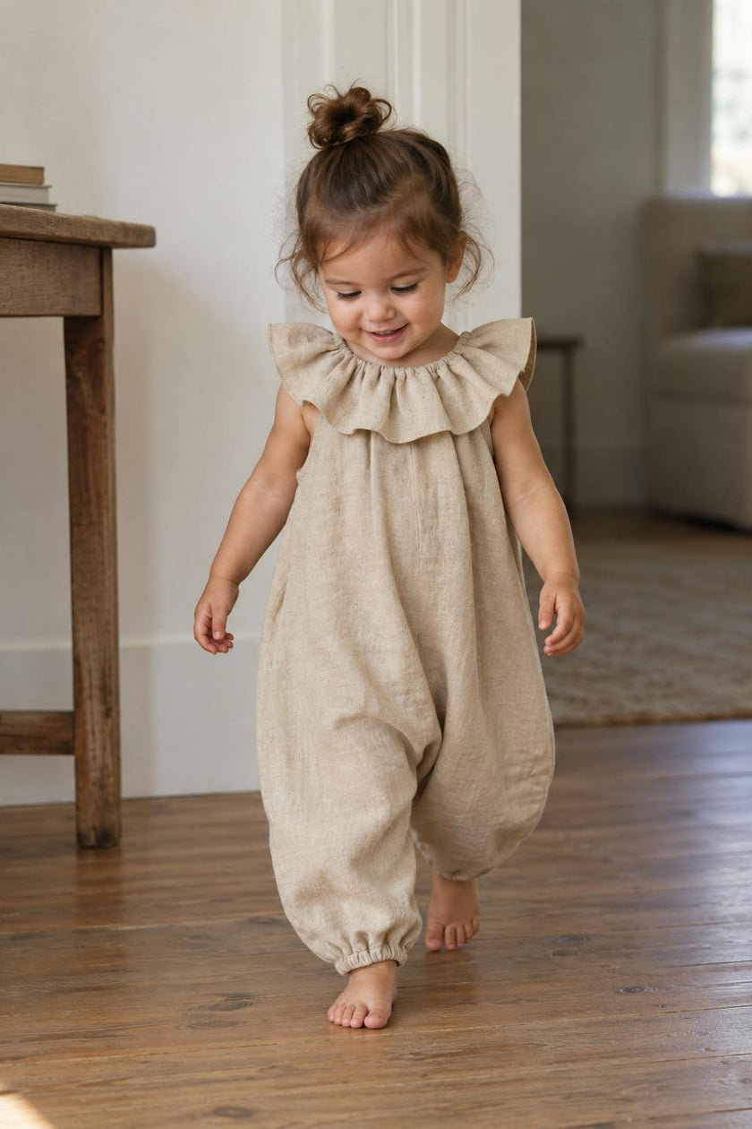 Marlowe Linen Romper | Antique Oat