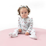 Alyssa Floral - 2 Way Ruffle Sleeve Zipper Footie
