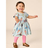 Short Sleeve Wrap Neck Dress, Blue